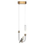 Подвесной светильник с декоративной фигуркой птицы на прозрачной изогнутой трубке Ganthea варинант исполнения - 3 | Loft Concept в Брянске