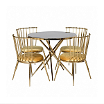 Обеденный стол с чёрной круглой столешницей на золотых ножках Rive Gauche Table варинант исполнения - 3 | Loft Concept в Брянске