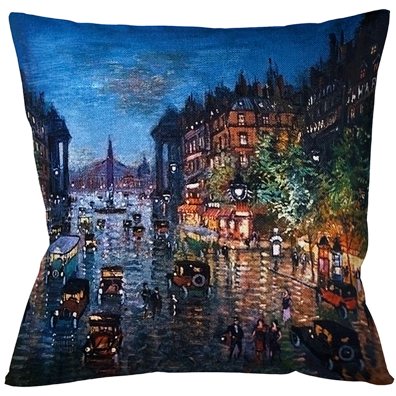 Подушка декоративная Ночной город Impressionism in Art Мульти Бежевый в Брянске | Loft Concept 