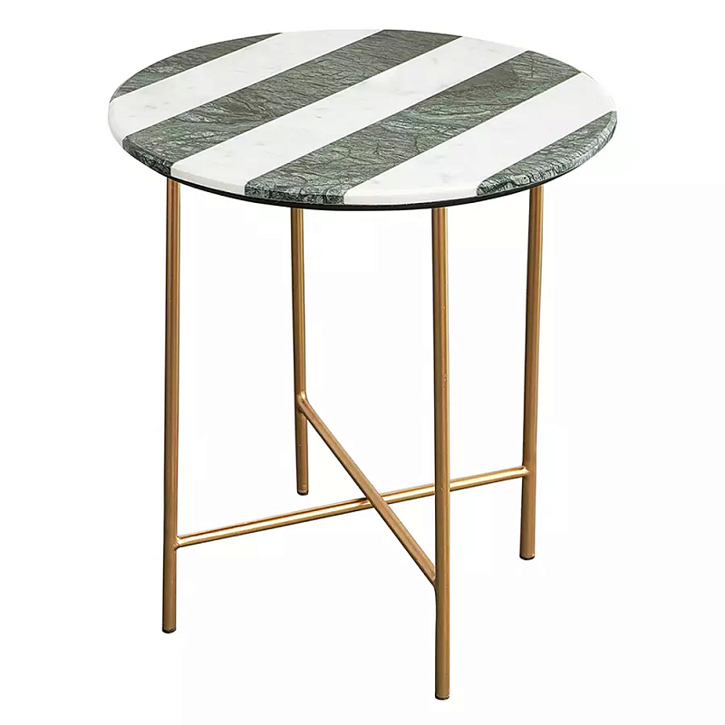 Столик приставной с круглой столешницей с полосатым узором Tabletops with Striped Pattern Серый Белый Столик приставной с круглой столешницей с полосатым узором Tabletops with Striped Pattern Серый Белый в Брянске | Loft Concept