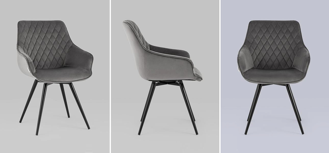 Вращающийся Стул Seoul Chair Серый Велюр Вращающийся Стул Seoul Chair Серый Велюр - Loft-Concept в Брянске