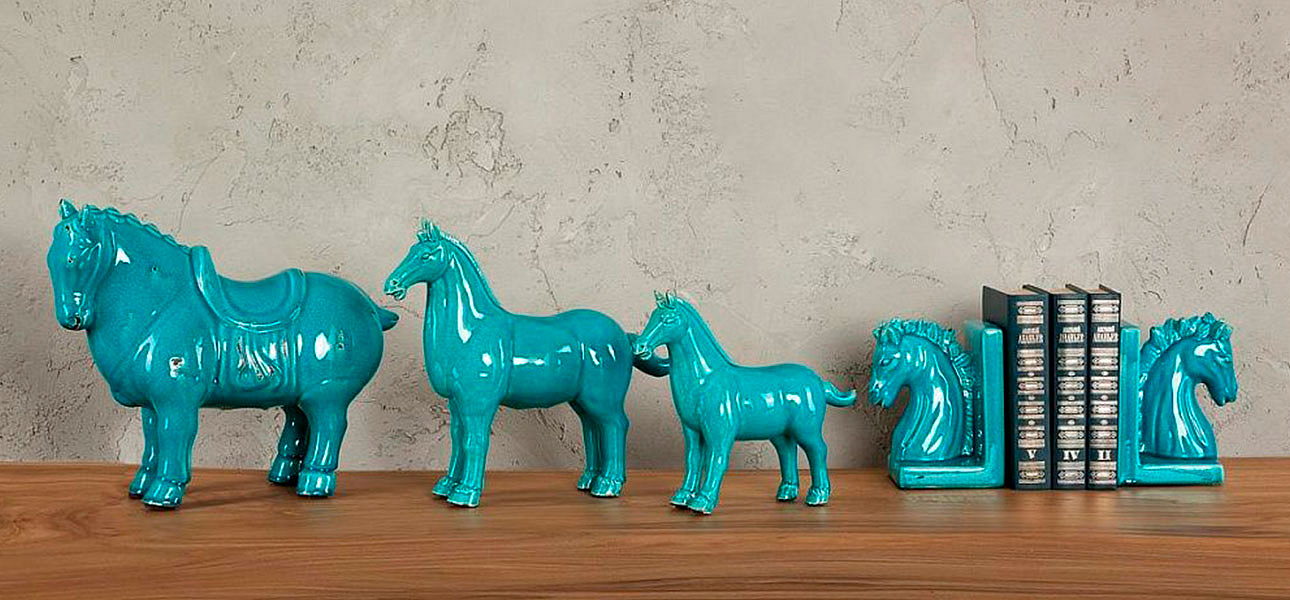 Фигурка керамика синяя лошадь большая Blue Horse Фигурка керамика синяя лошадь большая Blue Horse - Loft-Concept в Брянске