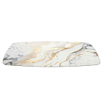 Обеденный стол с прямоугольной столешницей из стекла на черных металлических ножках White Marble варинант исполнения - 3 | Loft Concept в Брянске