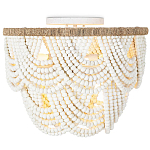 Круглый потолочный светильник с подвесками из круглых деревянных бусин Wooden Beads White Ceiling Lamp варинант исполнения - 1 | Loft Concept в Брянске