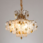 Люстра подвесная с белыми и золотыми круглыми подвесками Диаметр 70 см SHELL Chandelier варинант исполнения - 2 | Loft Concept в Брянске