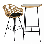 Барный столик с круглой плетеной столешницей Wicker Table Top варинант исполнения - 3 | Loft Concept в Брянске