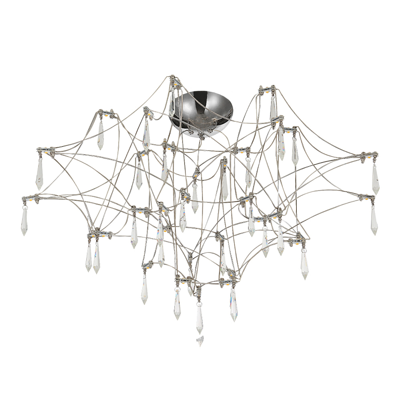 Потолочный светильник с тонким металлическим каркасом цвета хром Quasar Хром Прозрачный в Брянске | Loft Concept 