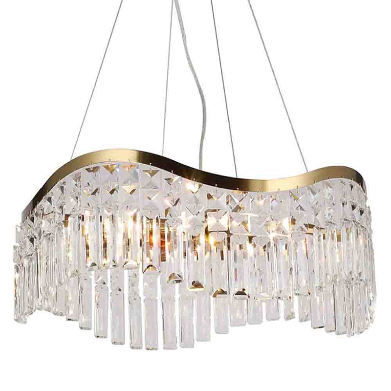 Люстра подвесная волнистой формы с хрустальными подвесками Ludivine Lighting Прозрачный Золотой Люстра подвесная волнистой формы с хрустальными подвесками Ludivine Lighting Прозрачный Золотой в Брянске | Loft Concept