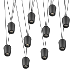 Подвесной светильник черными плафонами на длинных пересекающихся тросах Construction варинант исполнения - 9 | Loft Concept в Брянске