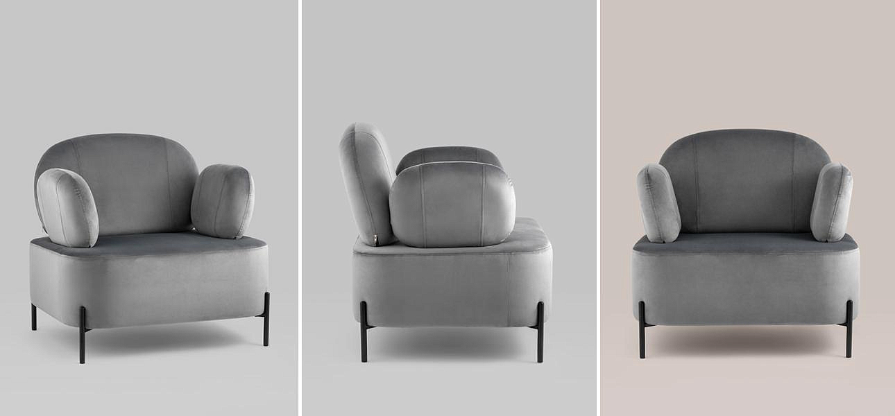 Кресло Color Block серый велюр Кресло Color Block серый велюр - Loft-Concept в Брянске