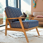 Кресло с каркасом из массива дуба Deniaud Oak Blue Print  Armchair варинант исполнения - 6 | Loft Concept в Брянске