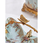 Блюдо из голубого фарфора с бронзовой ручкой в виде ветки Blue Garden варинант исполнения - 5 | Loft Concept в Брянске