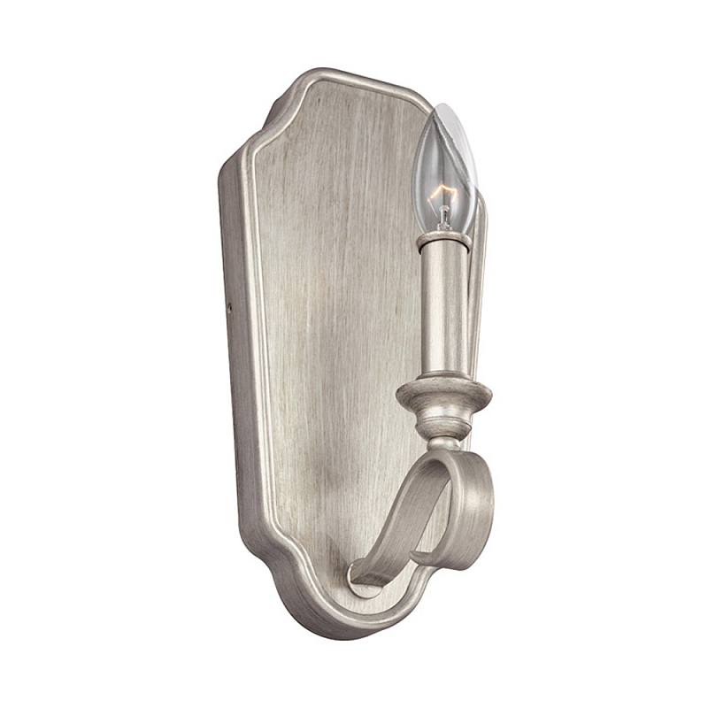 Бра серебрянного цвета с лампой в виде свечи на изогнутой ножке Feiss Серебряный в Брянске | Loft Concept 