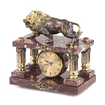 Часы настольные из креноида и бронзы с декором в виде льва Lion Stone Clock варинант исполнения - 3 | Loft Concept в Брянске