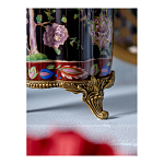 Ваза из фарфора черная с цветочной росписью и бронзовой стрекозой Spring Garden варинант исполнения - 7 | Loft Concept в Брянске