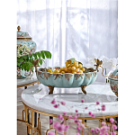 Чаша из голубого фарфора на бронзовых ножках с рисунком цветов и фигурками стрекоз Blue Garden варинант исполнения - 2 | Loft Concept в Брянске