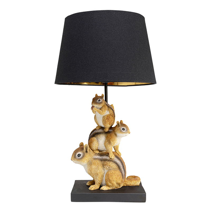 Настольная лампа в детскую Бурундуки Черный Золотой Бежевый в Брянске | Loft Concept 
