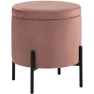 Пуф круглый с ящиком пыльно-розовый велюр Sanjay Velour