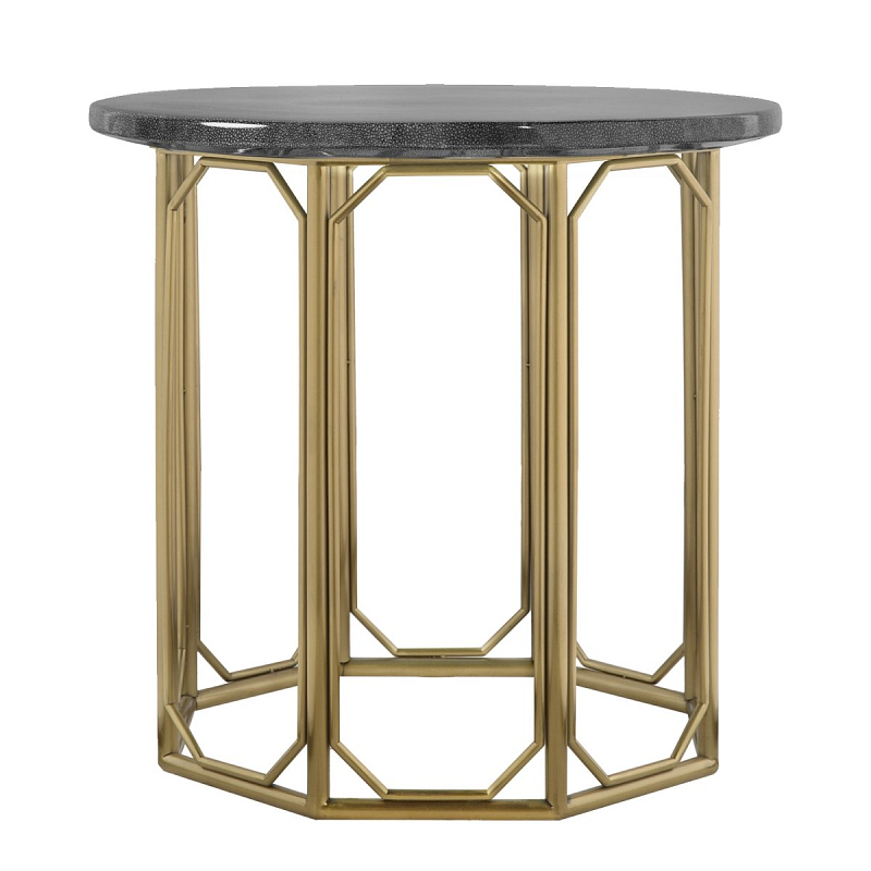 Приставной стол Stingray Skin Round Table Латунь Серый Приставной стол Stingray Skin Round Table Латунь Серый в Брянске | Loft Concept