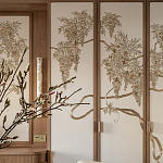 Обои с вышивкой ручной работы Deco Wisteria ﻿Midas colourway on Liso Pearl wool sateen варинант исполнения - 3 | Loft Concept в Брянске