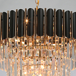 Люстра из черного металла с многоярусными подвесками из прозрачного хрусталя на золотой цепи Empire Black Chandelier Crystal варинант исполнения - 9 | Loft Concept в Брянске