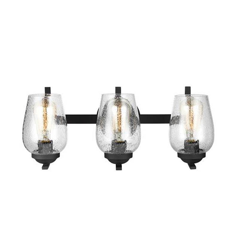 Бра черного цвета с 3-мя плафонами из прозрачного стекла с пузырьками Generation Lighting Черный Прозрачное Стекло в Брянске | Loft Concept 