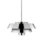 Подвесной светильник с широким многоярусным металлическим плафоном цвета никель в современном стиле Feiss варинант исполнения - 1 | Loft Concept в Брянске