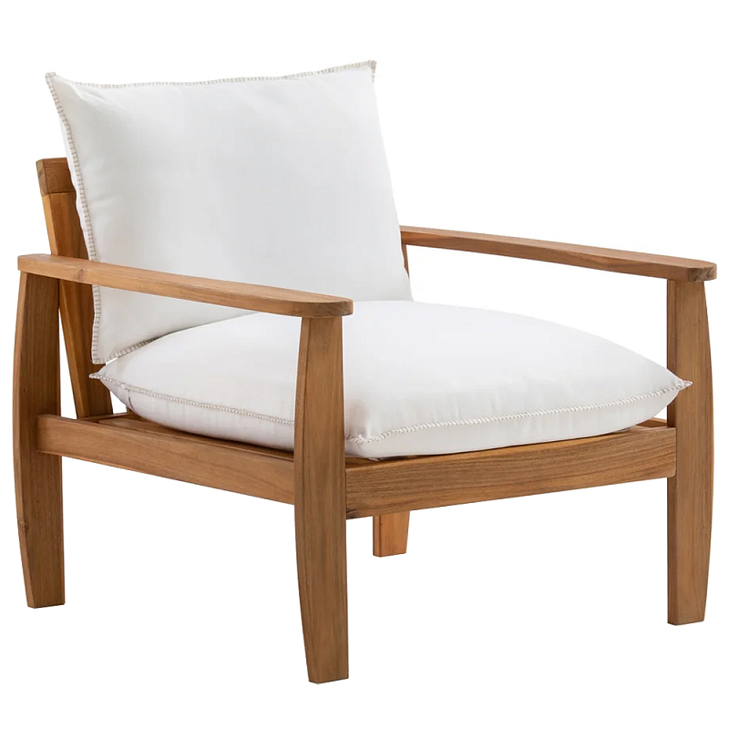Кресло с каркасом из массива акации Melody Wooden Chair Коричневый Белый Кресло с каркасом из массива акации Melody Wooden Chair Коричневый Белый в Брянске | Loft Concept