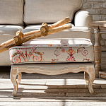 Мягкая банкетка из массива бука серая с растительным орнаментом Raffael Grey Floral Banquette варинант исполнения - 6 | Loft Concept в Брянске