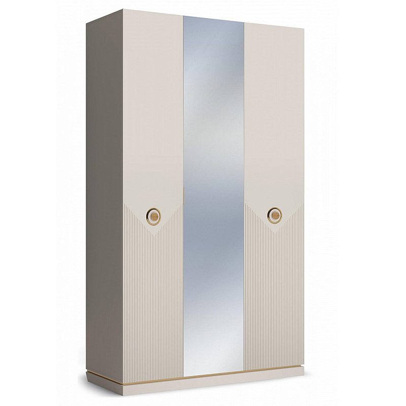 Шкаф трёхдверный с 1-ой зеркальной дверью Satin Furniture Бежево-серый Шкаф трёхдверный с 1-ой зеркальной дверью Satin Furniture Бежево-серый в Брянске | Loft Concept