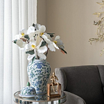 Ваза с крышкой и зелено-голубым рисунком на белом фоне 51 см Blue & White Ornament варинант исполнения - 5 | Loft Concept в Брянске