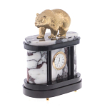 Часы настольные бронзовые с декором в виде медведя Bear Stone Clock варинант исполнения - 3 | Loft Concept в Брянске