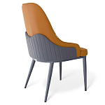 Стул оранжевый с высокой спинкой из искуственной кожи на серых металлических ножках Enigma Orange варинант исполнения - 2 | Loft Concept в Брянске