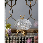 Конфетница прозрачная стеклянная на бронзовых ножках в виде морских коньков с крышкой в виде ракушки Eden Garden варинант исполнения - 3 | Loft Concept в Брянске