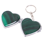 Зеркало брелок складное двухстороннее в форме сердца из натурального камня Малахит Stone Mirrors варинант исполнения - 2 | Loft Concept в Брянске
