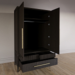 Шкаф платяной Primo с выдвижными ящиками шпон Темный орех варинант исполнения - 4 | Loft Concept в Брянске