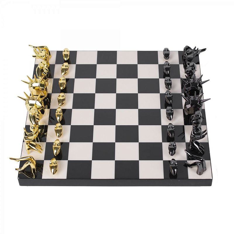 Шахматы Kelly Wearstler Dichotomy Chess Set Черный Белый Глянцевое золото Шахматы Kelly Wearstler Dichotomy Chess Set Черный Белый Глянцевое золото в Брянске | Loft Concept