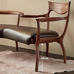 Кушетка с деревянным каркасом и сиденьем из коричневой натуральной кожи Moon Walnut Furniture варинант исполнения - 4 | Loft Concept в Брянске