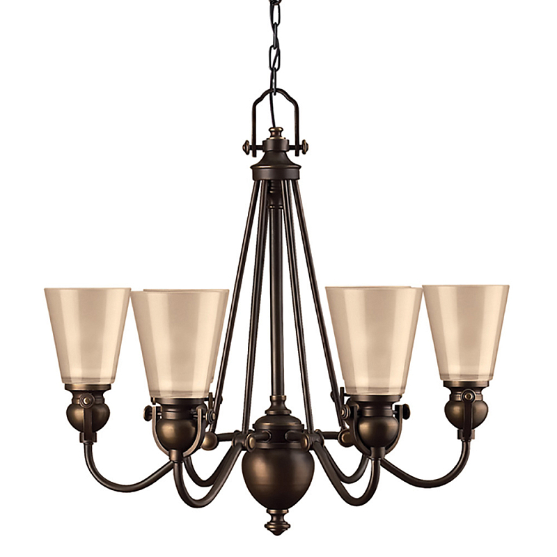 Люстра бронзового цвета с конусными плафонами из бежевого стекла Hinkley Бронза Бежевый в Брянске | Loft Concept 