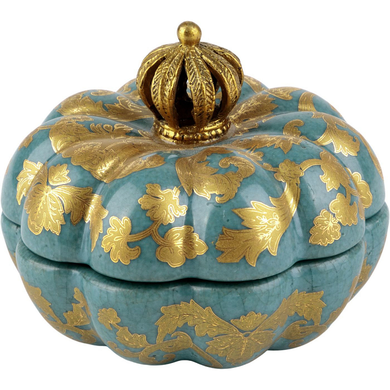 Фарфоровая шкатулка Pumpkin with a crown Бронза Голубой в Брянске | Loft Concept 