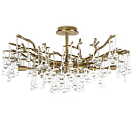 Потолочная люстра в виде ветвей деревьев золотого цвета с прозрачными подвесками-каплями Droplet Chandelier варинант исполнения - 1 | Loft Concept в Брянске