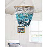 Круглая многоярусная люстра с подвесками в виде круглых бусин Wooden Beads Turquoise Chandelier варинант исполнения - 2 | Loft Concept в Брянске
