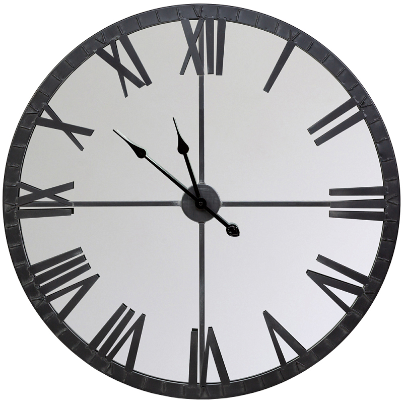 Часы настенные зеркальные с чёрным металлическим циферблатом Mirror Tower Clock Черный Зеркало в Брянске | Loft Concept 