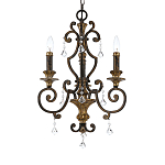 Люстра с подвесками из прозрачного стекла на кованом каркасе бронзового цвета в классическом стиле Quoizel варинант исполнения - 11 | Loft Concept в Брянске