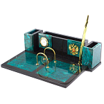 Настольный письменный набор из змеевика с часами и календарницей Successful Leader варинант исполнения - 2 | Loft Concept в Брянске