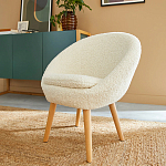 Кресло на деревянных ножках с обивкой из ткани букле Aldo Boucle Armchair варинант исполнения - 7 | Loft Concept в Брянске