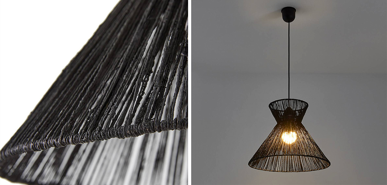 Подвесной светильник Signe Wicker Hemp Black Horn Подвесной светильник Signe Wicker Hemp Black Horn - Loft-Concept в Брянске