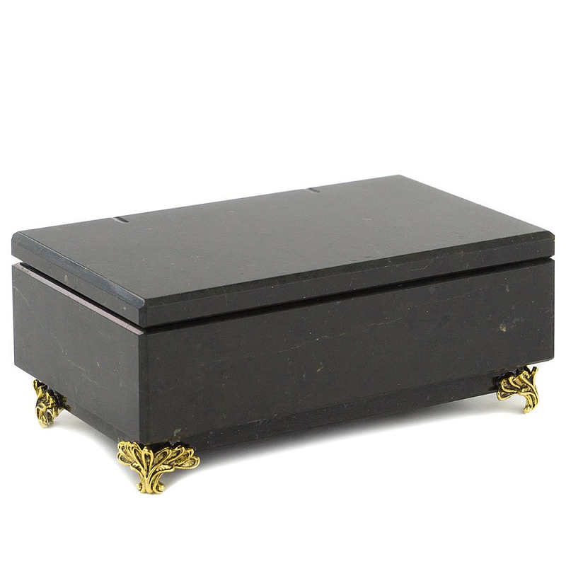 Шкатулка из натурального камня змеевик чёрного цвета Stone Casket Черный Золотой Шкатулка из натурального камня змеевик чёрного цвета Stone Casket Черный Золотой в Брянске | Loft Concept