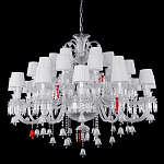 Люстра многоярусная с 30-ю белыми текстильными абажурами и хрустальными подвесками Lustre Reverie варинант исполнения - 1 | Loft Concept в Брянске