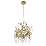 Подвесная люстра в виде ветвей деревьев золотого цвета с прозрачными подвесками-каплями 8 и 14 ламп Droplet Chandelier варинант исполнения - 4 | Loft Concept в Брянске
